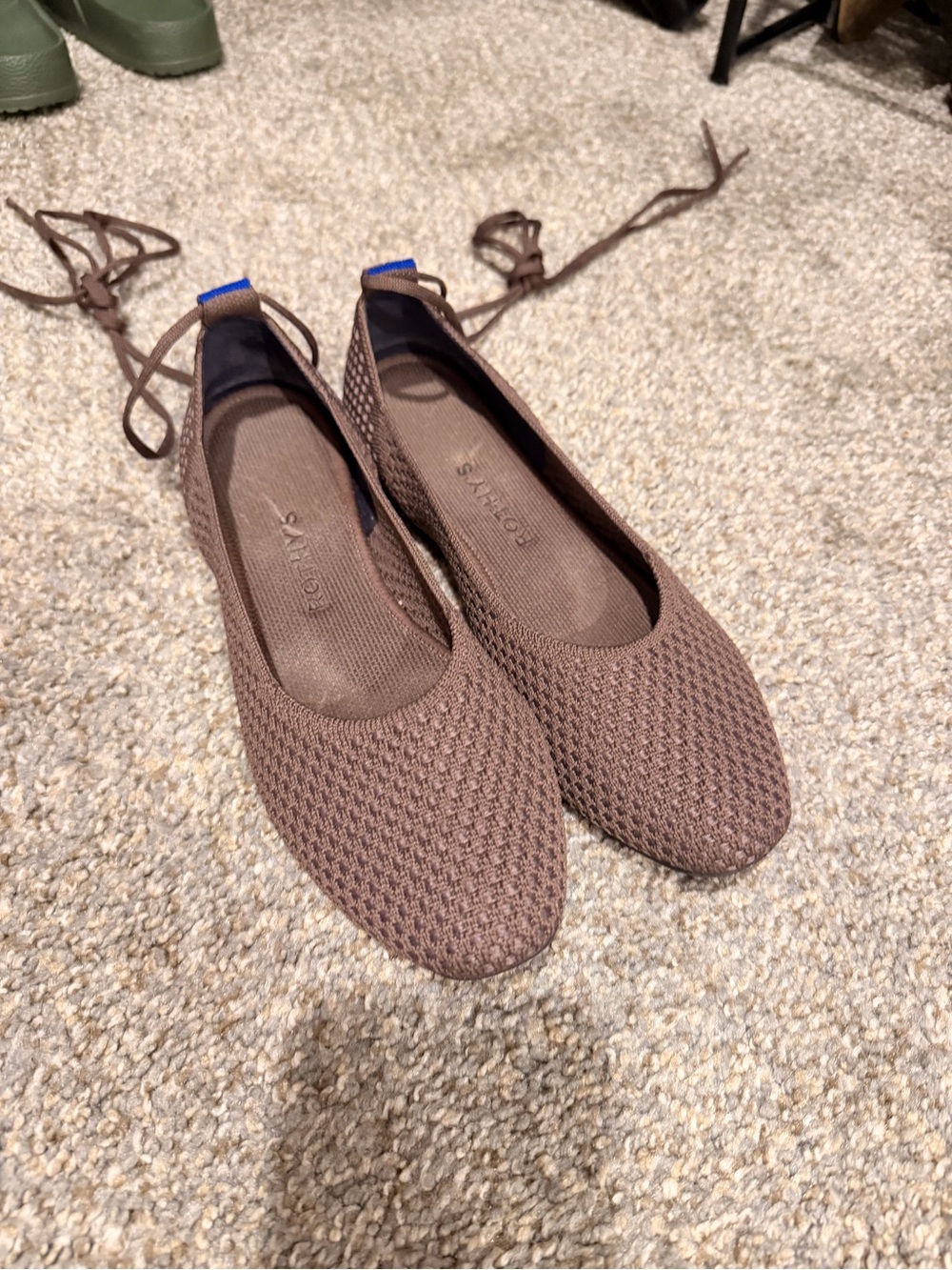 Rothy’s brown round toe lace up flats